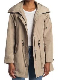 Hooded Drawstring Waist Anorak Jacket