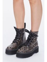 Faux Snakeskin Platform Boots